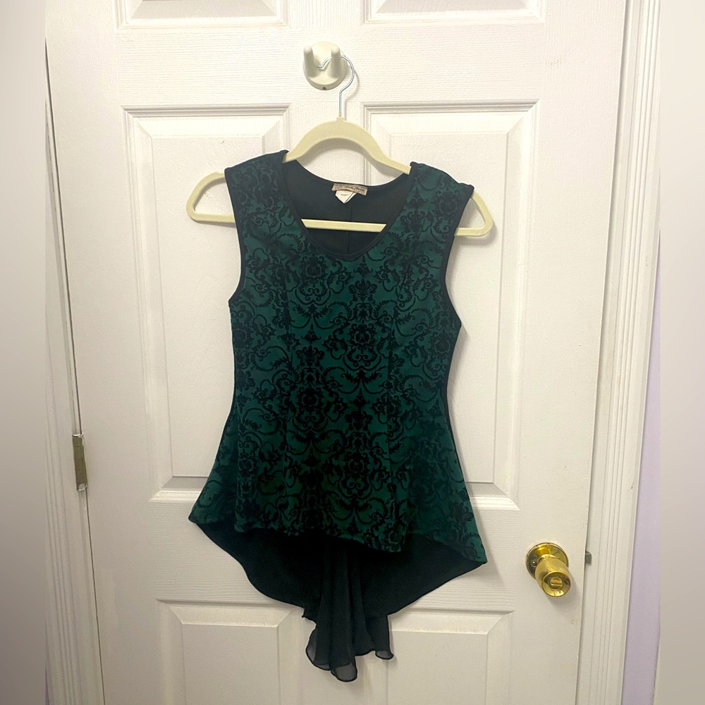 Emerald Green Tank with Black Velvet Pattern